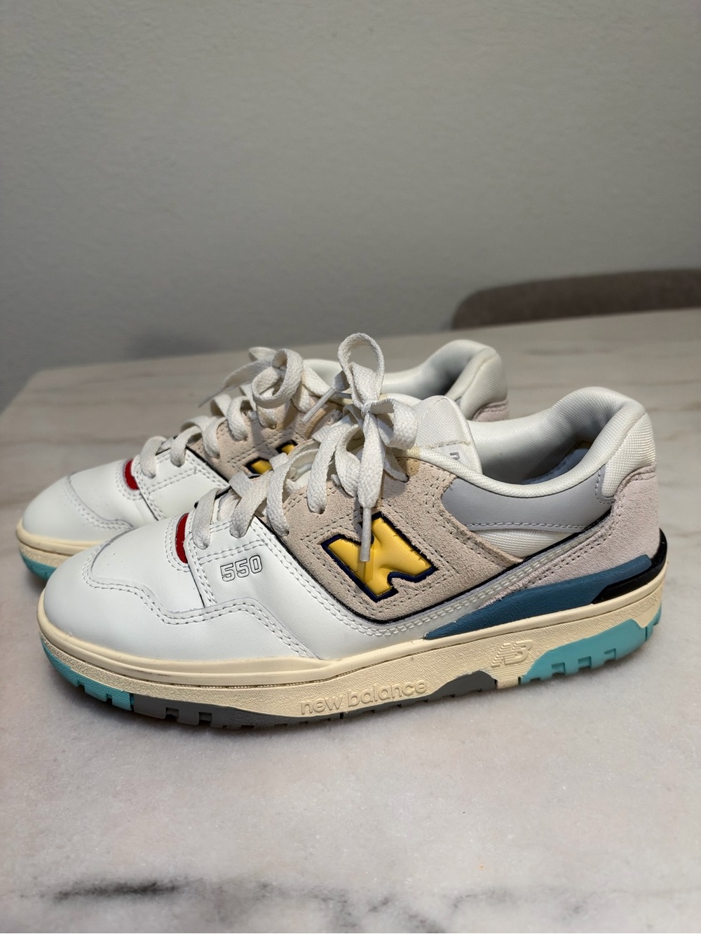 New Balance 550 Vintage White Leather Sneakers